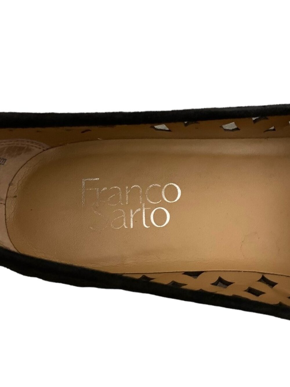 FRANCO SARTO Black Suede Cutout Accent "Famous" Closed Toe Flat Loafers Size 7M - Picture 6 of 9